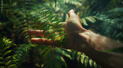 hand holding fern
