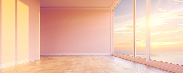 open concept flat design side view sunny animation colored pastel