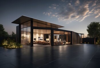 Fototapeta premium Modern building in sunset