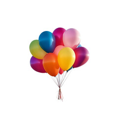 realistic colorful balloons isolated on transparent background, png