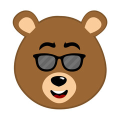 vector illustration face brown grizzly bear cartoon with sunglasses beach