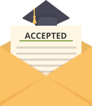 Flat design vector illustration concept of graduation acceptance letter symbolizing academic success. Achievement. And scholarly attainment in higher education with cap. Diploma. And certificate