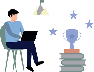 The guy is getting a degree online.