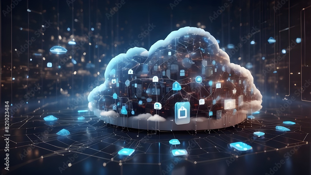 Poster cloud storage security information, robotics, deep learning holograms, artificial intelligence, inte