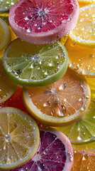 fresh multicoloured citrus fruit slices