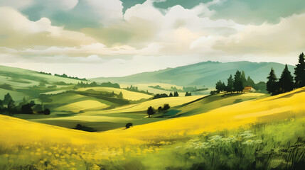 Obraz premium Rolling hills watercolor