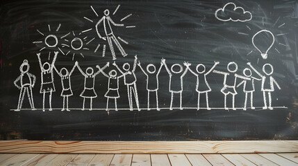 family on the blackboard