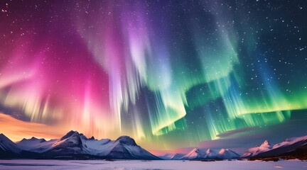 Landscape with northern lights