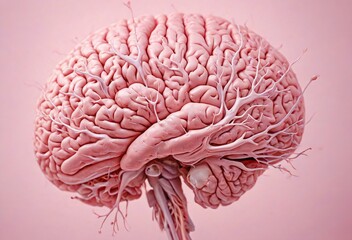 Illustration of a Human Brain with Highlighted Connections