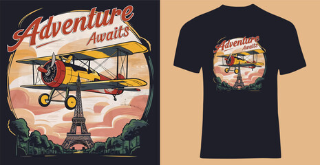 Obraz premium Design a T-shirt that features a vintage travel poster aesthetic.