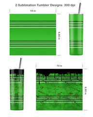 2 green Oil Drum patterns. Clean and Dirty style.. Seamless sublimation template for 20 oz skinny tumbler. Sublimation illustration. Seamless from edge to edge. Full tumbler wrap.