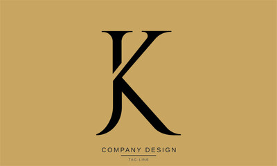 JK, KJ Abstract Letters Logo Monogram Design Font Icon Vector Initials
