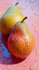 cold wet pears with water