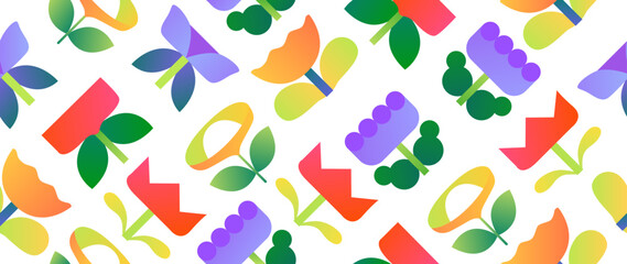 Vector seamless background. Minimalistic abstract floral pattern. Modern color print on a light background. Ideal for textile design, screensavers, covers, cards, invitations and posters.