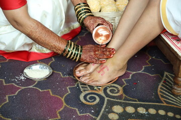 Indian threading ceremony, Traditional Hindu cultural function, where a young boy is sent to Guru...