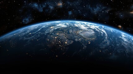 The Earth, a celestial sphere, orbits within the vast expanse of the cosmos..illustration stock image
