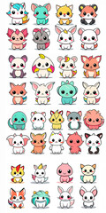 Set of isometric fabulous animals for game