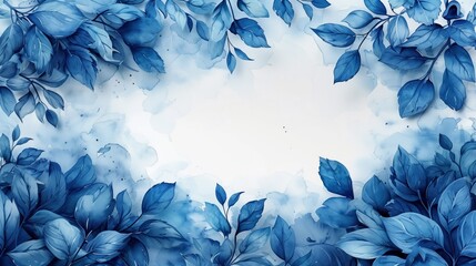 blue leaves on white background .Generative AI