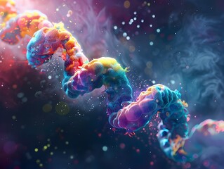 Naklejka premium Captivating Cosmic Explosion of Colorful Particles in Abstract Space