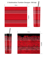 2 red Oil Drum patterns. Clean and Dirty style.. Seamless sublimation template for 20 oz skinny tumbler. Sublimation illustration. Seamless from edge to edge. Full tumbler wrap.