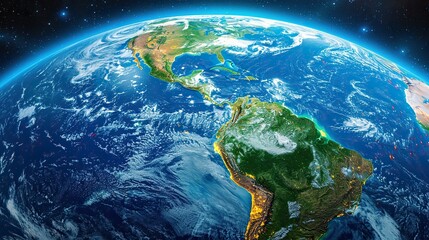 high resolution satellite view of planet earth focused on south and central america brazil and amazon rainforest elements of this image furnished .illustration stock image