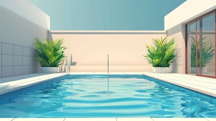 swimming pool without people in home different views