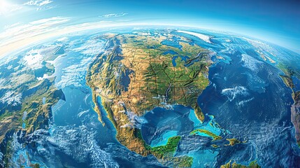 Fototapeta premium physical map of the united states of america geography and topography of the usa detailed flat view of the planet earth and its landforms elements of this image furnished .stock photo
