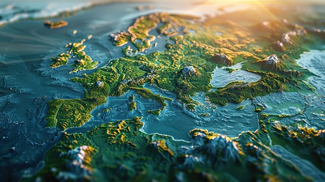 physical map of scandinavia northern europe flattened satellite view of planet earth its geography and topography elements of this image furnished .stock photo