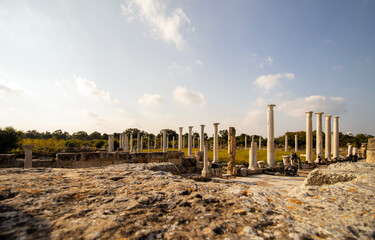 Ruins of ancient Roman Salamis city forum Famagusta Magosa Cyprus