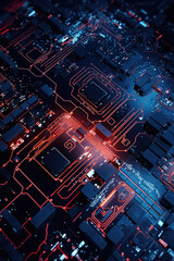 High-Tech Circuitry and Data Flow Concept