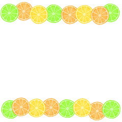 上下に柑橘系のフレーム　背景透過