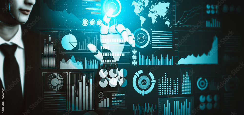 Poster mlb 3d rendering futuristic droid robot technology development, artificial intelligence ai, and mach