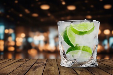 Gin alcohol cocktail drink with lime juice