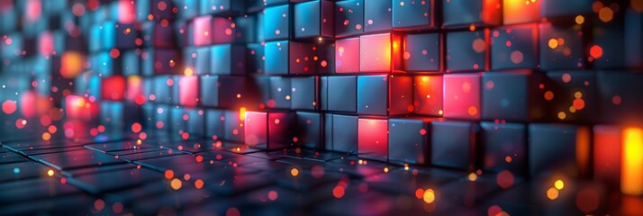 Futuristic Cubes on Dark Background for Tech and Science Concepts Generative AI
