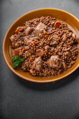 lentils beef meat or pork fresh meal food snack on the table copy space food background rustic top view 