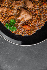 lentils beef meat or pork fresh meal food snack on the table copy space food background rustic top view 
