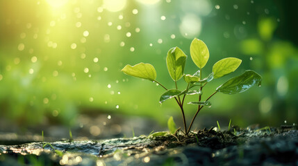 Thriving Young Plant Bathed in Sunlight