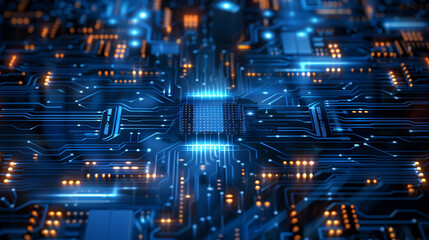 Obraz premium 2d illustration Abstract futuristic electronic circuit technology background.