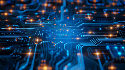 Obraz premium 2d illustration Abstract futuristic electronic circuit technology background.