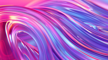 Fototapeta premium Liquid shapes abstract holographic 3D wavy background.