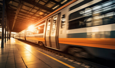 Fototapeta premium Sunset Express: The Journey Begins