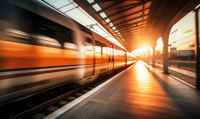 Blazing Sunset Commute by Train