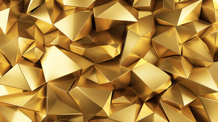 3d render, abstract gold crystal background, faceted texture, macro panorama, wide panoramic polygonal wallpaper.