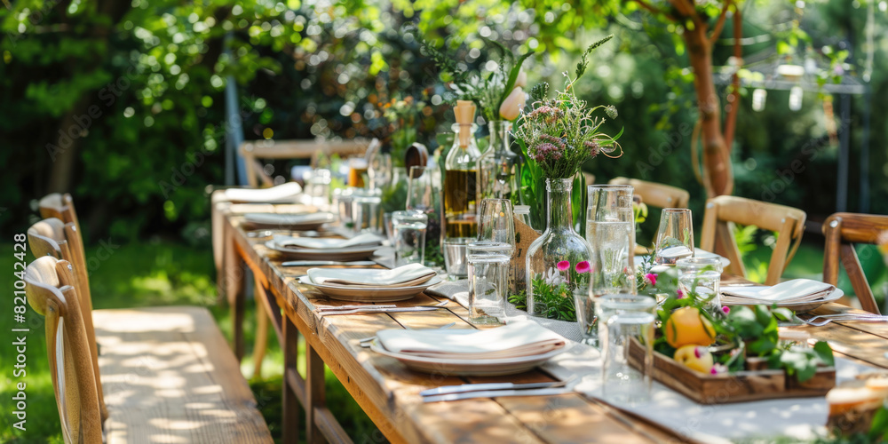 Wall mural Beautiful table setting for a party in the garden - Wall murals