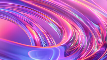 Fototapeta premium Liquid shapes abstract holographic 3D wavy background.