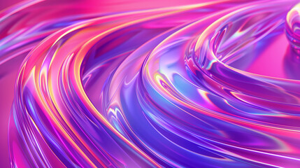 Fototapeta premium Liquid shapes abstract holographic 3D wavy background.