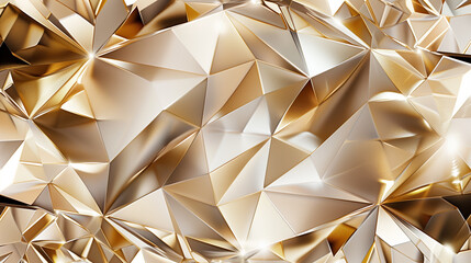3d render, abstract gold crystal background, faceted texture, macro panorama, wide panoramic polygonal wallpaper.