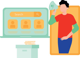 The boy is advertising jobs.