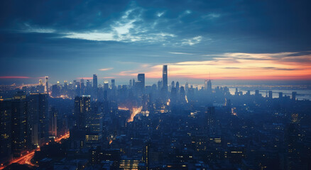 Obraz premium Twilight Glow Over Metropolitan Skyline
