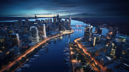 Fototapeta premium Twilight Brilliance Over Metropolitan Skyline